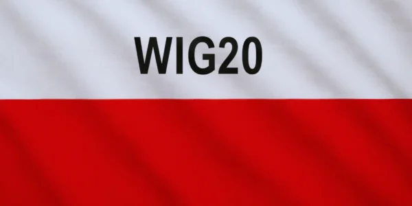 Widok sali giełdowej w Warszawie z czerwonymi wskaźnikami spadków na ekranach. Inwestorzy obserwują dramatyczny spadek WIG20 w związku z wojną w Iranie i rosnącymi cenami ropy.