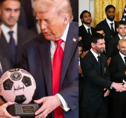 Lionel Messi i Donald Trump w Białym Domu podczas wizyty Interu Miami po zdobyciu mistrzostwa MLS